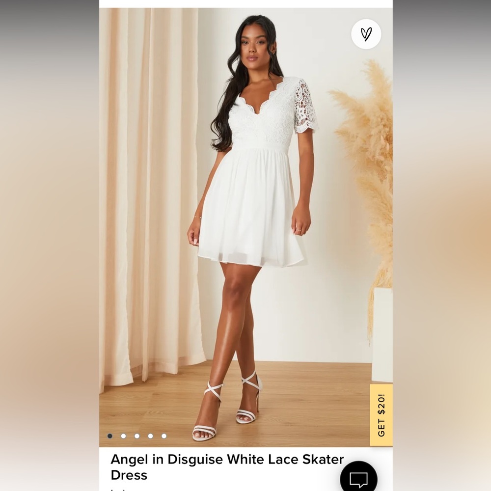 Lulus Angel in Disguise White Lace Skater Dress